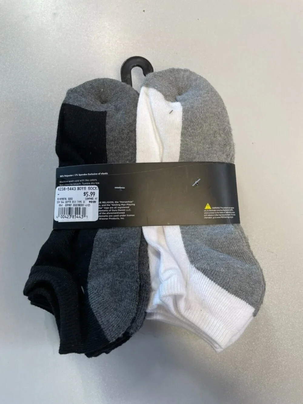 TRUE RELIGION Boys' 10-Pack Half Cushion Low Cut Socks Size Large